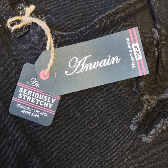 Mid Rise Distressed Raw Hem Denim Shorts Black 12 by Anvain - Picture 6 of 10